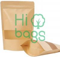 Zip Lock Stand Up Bags with Matte Window Kraft Stand Up Pouches M