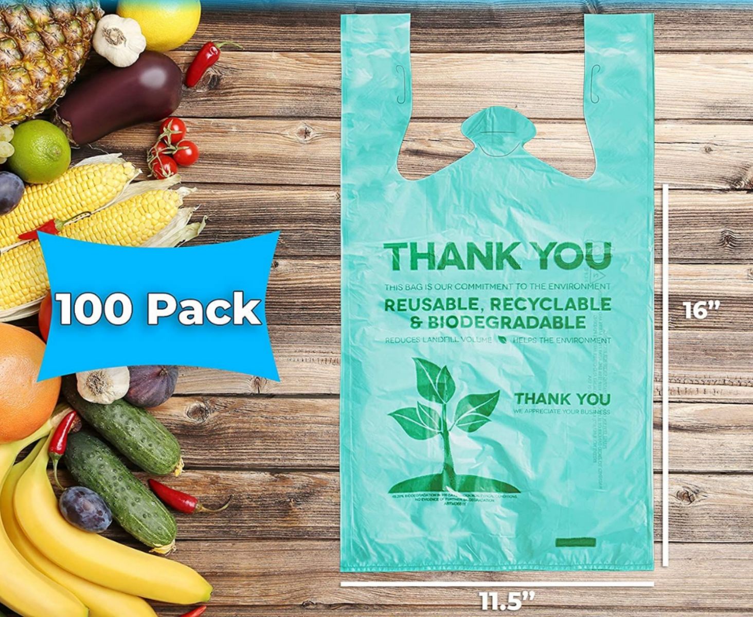 Biodegradable Plastic Grocery Bags Great Thick, Green Takeout Bags for ...